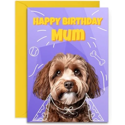 Image of Mum Cockapoo Birthday Card Superhero Cute Dog Design A5 Size with Envelope