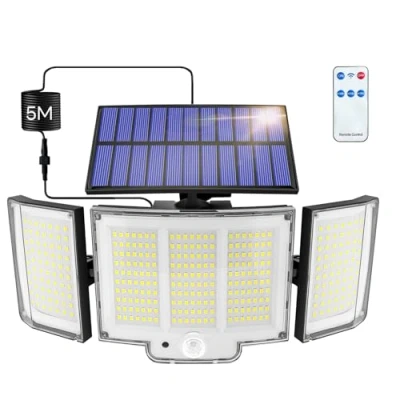 Image of Solar Lights Outdoor Garden 1 Pack 348LED 2000LM IP65 270 3 Modes Security Motion Sensor Wall Wireless