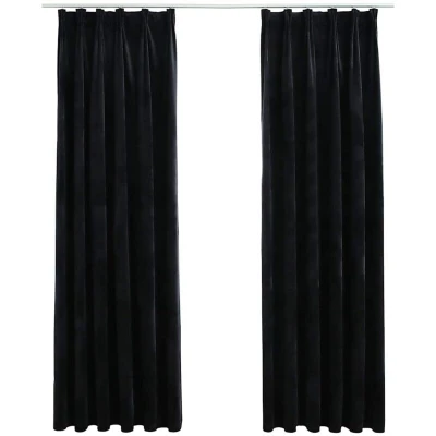 Image of vidaXL Velvet Blackout Curtains with Metal Hooks Dimension 140x225 cm Suitable for Living Room, Bedroom, and Office