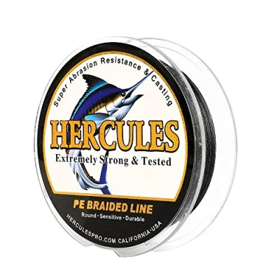 Image of Hercules Super Cast 100M 109 Yards Braided Fishing Line 15 LB Test for Saltwater Freshwater PE Braid Fish Lines Superline 8 Strands Black, 15LB (6.8KG), 0.16MM