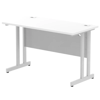 Image of Dynamic Office Solutions Impulse 1200mm Slimline Desk Cantilever Leg White Silver