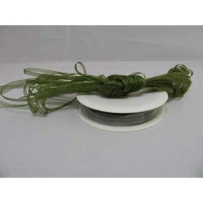 Image of 1 roll of 3mm Sheer Organza Ribbon x 50 metres Olive Dark Green Double Sided 3 mm