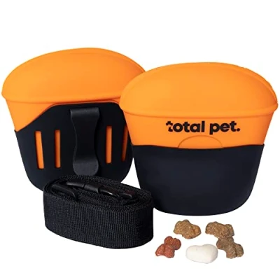 Image of Total Pet Dog Treat Pouch Bag for Puppy &amp; Training/Walking Silicone with Belt Clip, Magnetic Closure