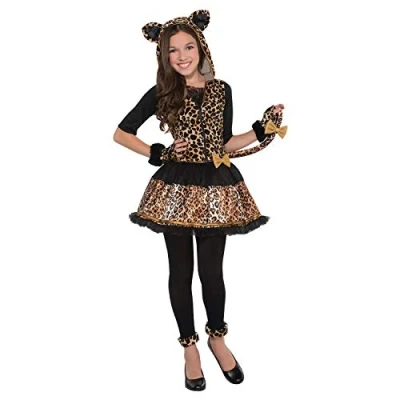 Image of amscan 997037 12 14 Years Leopard Spotted Dress with Hood, Tail, Glovettes, and Tights Age 1 PC