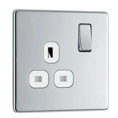Image of BG Electrical Screwless Flatplate Single Switched Power Socket