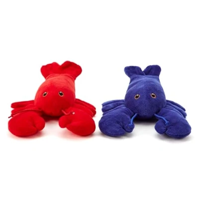 Image of Zappi Co Children&#039;s Soft Cuddly Plush Toys Set Animal Perfect Snuggly Playtime Companions for Children (23cm / 9&quot;) Lobster Red + Blue