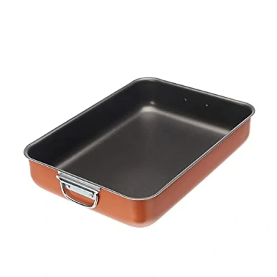 Image of Alluflon Zecchino Non stick Coating Roast Pan, 31x23 cm, Aluminium, Orange Color