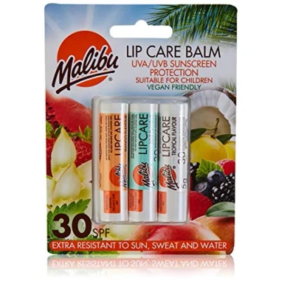 Image of Malibu Blister Lipbalm with SPF30, Mango/Mint/Tropical 12 ml, (Pack of 1)