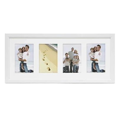 Image of ARPAN MDF 4, Multi Aperture Modern Photo Picture Frame with Mount Black or White (White)