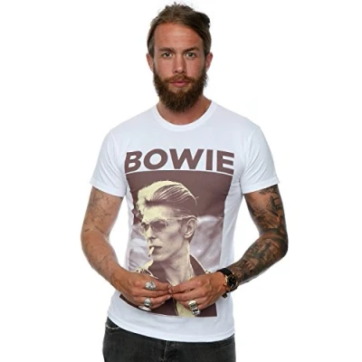 Image of David Bowie Men&#039;s Smoking Short Sleeve T Shirt, White, XX Large
