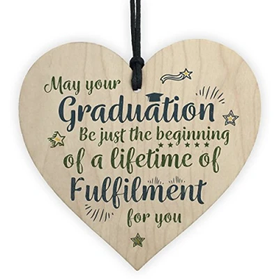 Image of RED OCEAN Graduation Gifts For Her Him Keepsake Wooden Heart University College Degree Congratulations