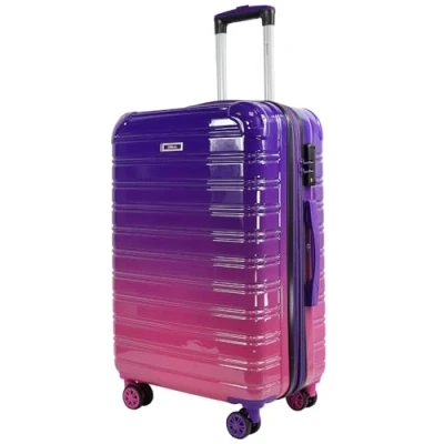 Image of Blade Expandable hand luggage hard shell suitcase trolley lightweight travel made of ABS+PC with TSA lock 4 spinner Wheels rolling (purple L)