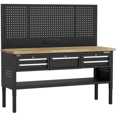 Image of Superline Pro Modular Workbench with 5 Drawers Wooden Worktop 1830mm