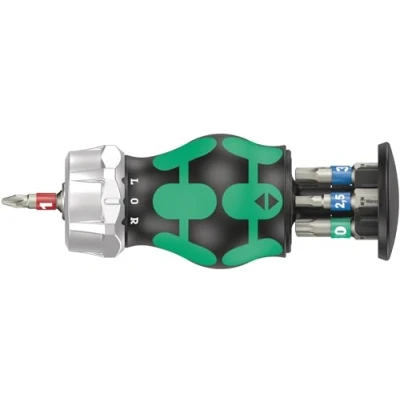 Image of Wera 05004185001 Bicycle Set 5 Stubby Ratchet Screwdriver with Bit Magazine, 77 Pieces.