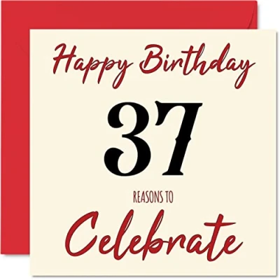 Image of Fun 37th Birthday Cards for Men Woman Reasons To Happy Card Dad Mum Son Daughter Brother Sister Uncle Auntie Cousin, 145mm x Greeting Cards,
