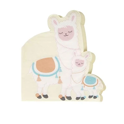 Image of Neviti 776292 Llama Love Napkin 16 Pack Paper Napkin, Pastel Multi, 15.5 x 13.5 0.1