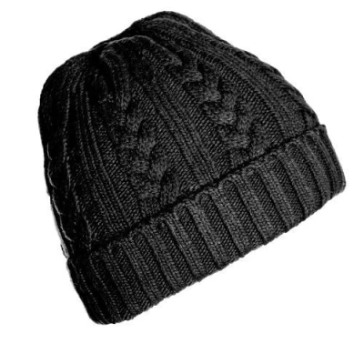 Image of Mens Boys Unisex Cable Knit Turn FOLD UP Beanie Snow SKI Cap Winter Thick HAT (Black)