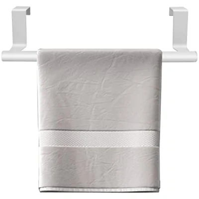 Image of Kitchen Towel Holder, Over Door Bar, The Cabinet Rail Tea Holder Rack No Drilling, Anti Slip Scratch Protecting Stripe, Bathroom Cupboards(23cm)