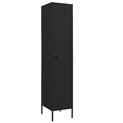 Image of vidaXL Black Steel Locker Cabinet with 4 Shelves Adjustable, Secure Storage for Office, Room 35x46x180 cm