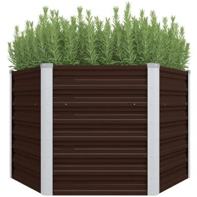 Image of vidaXL Garden Raised Bed Brown 129x129x77 cm Galvanised Steel