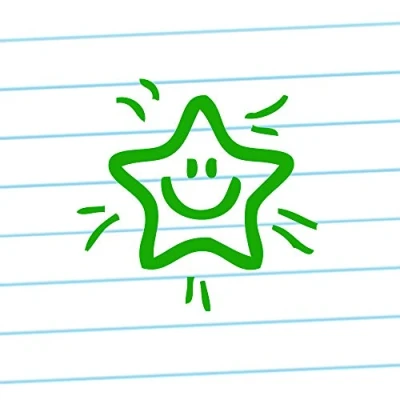Image of Smiley Star Green Ink, Self Inking Teacher Stamp. 22mm, Reinkable^