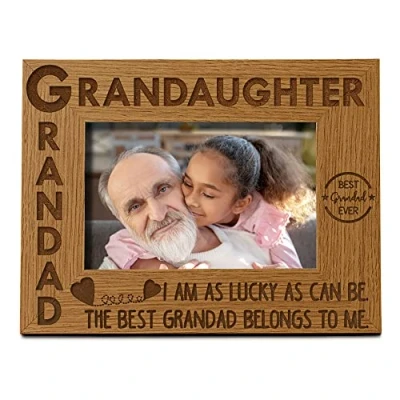 Image of ukgiftstoreonline Grandad and Granddaughter Wooden Photo Frame Gift (8 x 10 Inch)