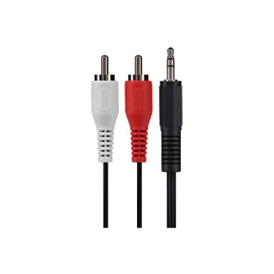 Image of Maplin 3.5mm Aux Stereo 3 Pole TRS Jack Plug to Twin RCA Phono Cable 3m