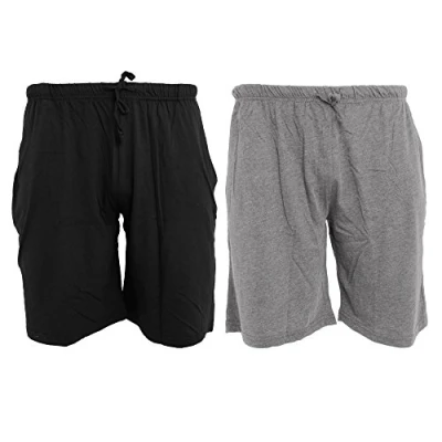Image of Tom Franks Jersey Lounge Shorts (2 Pack) (MEDIUM) (Black/Grey)