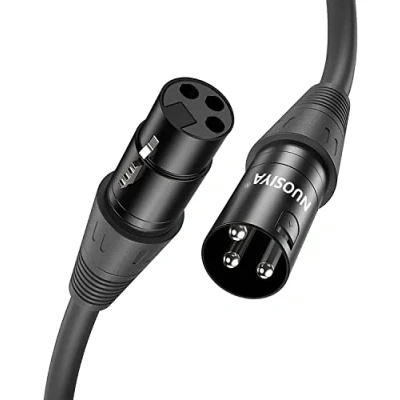 Image of NUOSIYA 1M XLR Cable, 2 Pack 3.3ft Balanced Microphone Male to Female Extension Cable Jack Extender Cord for Studio Recorder, Mic, Mixer, Speaker System, Phantom Power