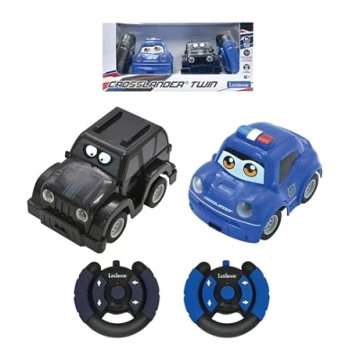 Image of Lexibook RC12 Crosslander Twin, Set of 2 Radio (Police, Thief&#039;s car), up to 12km/h, Sound and Light Effects, Remote Controls, Black/Blue