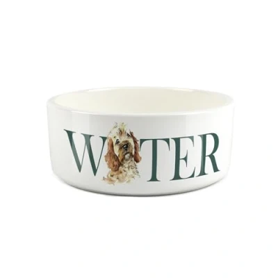 Image of Cockapoo Pet Bowl Large Ceramic Water White Dish For Dogs