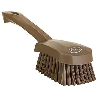 Image of Vikan 419266 Short Handle Scrubbing Brush Stiff Brown