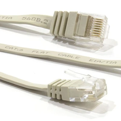 Image of kenable FLAT CAT6 Ethernet LAN Patch Cable Low Profile GIGABIT RJ45 15m Beige