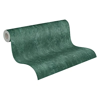Image of A.S. Création Plain Wallpaper Rusted Non Woven 10.05 m x 0.53 Green Made in Germany 380444 38044 4