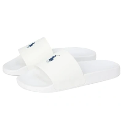 Image of Polo Ralph Lauren Slide Sandal, White/Navy, 7 UK
