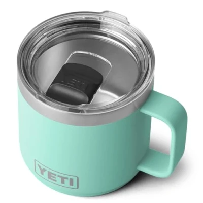 Image of YETI Rambler Mug, Vacuum Insulated Stainless Steel Stackable Mug with Magslider Lid, Seafoam, 14 oz (414 ml)