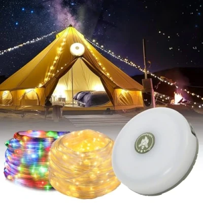 Image of Jsdoin Camping Fairy Lights, Rollable, 10m 4 in 1 Outdoor Light with 5 Lighting Modes, LED 30s Recovery, USB Charge, Waterproof, Portable Roll Up Lights