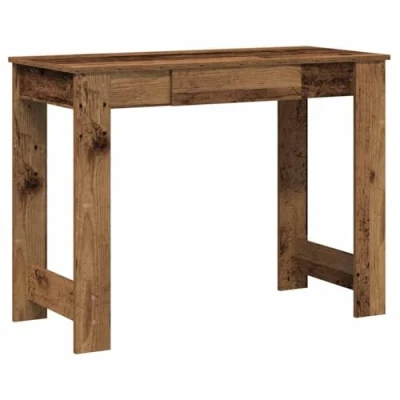 Image of vidaXL Engineered Wood Desk Study/Office/Living Room 100x45x75 cm Old Finish Modern Style Ample Storage