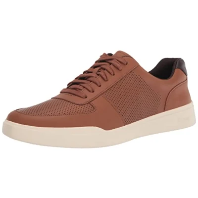 Image of Cole Haan Men&#039;s Grand Crosscourt Modern Perf Trainer Sneaker, British Tan Leather, 11 UK