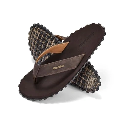 Image of Gumbies Vegovert Unisex Flip Flop, with Supersoft Brush EVA Footbed, Soft Cotton Backed Faux Leather Strap &amp; Recycled Rubber Sole Comfort Guaranteed Brown EU44