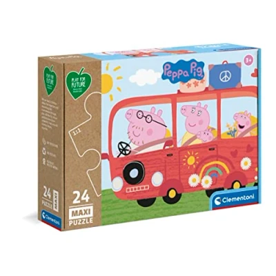 Image of Clementoni 24221 Peppa Pig Play for Future 24 Maxi Pieces Jigsaw Kids Age 3 100% Recycled Materials Made in Italy, Cartoon Puzzles, Multicoloured