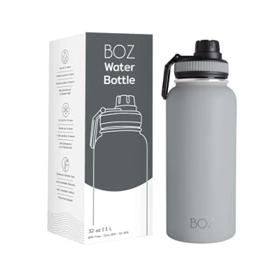 Image of BOZ Stainless Steel Water Bottle 1l, Insulated Bottle, Wide Mouth BPA Free 1 Litre Vacuum Double Wall Metal Grey