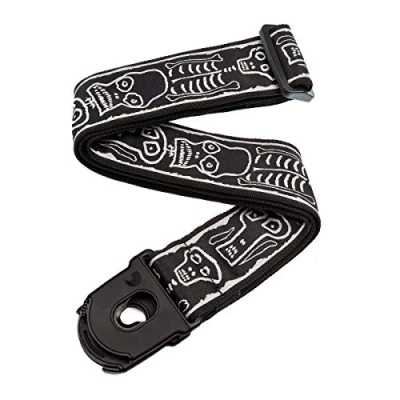 Image of D&#039;Addario Accessories Joe Satriani Guitar Strap Electric Strap, Acoustic &amp; Bass Locking Skull n&#039; Bones