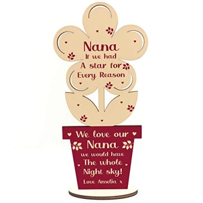 Image of RED OCEAN For Nana Birthday Mothers Day Wooden Flower Personalised Gift Her