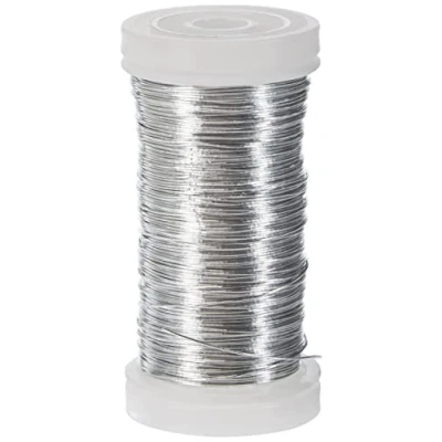 Image of RAYHER HOBBY 2400121 Floral Wire for Flower Arrangements, Florists wire, silver, 100 m