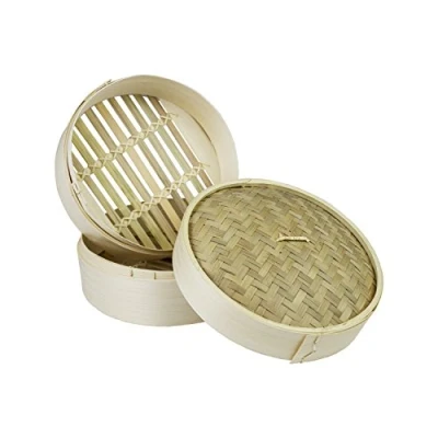 Image of JADE TEMPLE Steamer Set Bamboo 2 Baskets with 1 Lid in Gift Box brown, Bamboo, Durchmesser 20 cm
