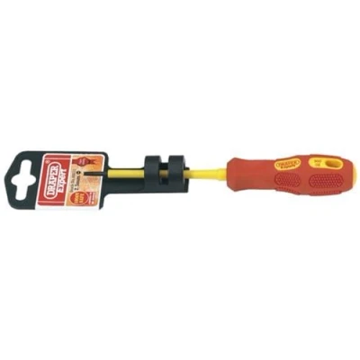 Image of Draper VDE Approved Fully Insulated Plain Slot Screwdriver, 2.5 x 75mm (Display Packed)