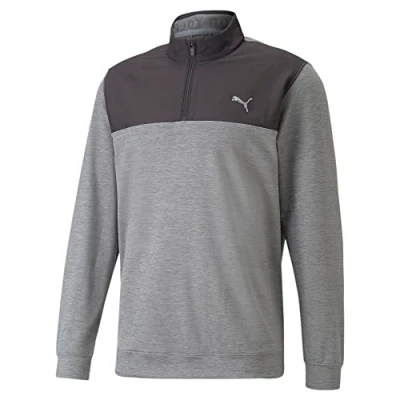 Image of Puma Golf Mens Block Sweater Black/Quiet Shade Heather L