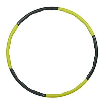 Image of Relaxdays Hula Hoop, Fitness Ring, Sport &amp; Exercise, Ab Trainer, Ø 98 cm, Loss, Weighted, 1.2 kg, Yellow/Grey, 3 x cm