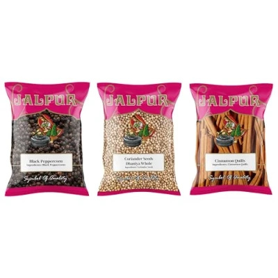 Image of Jalpur Millers Spice Combo Pack Black Peppercorns 100g Coriander Seeds Cinnamon Quills (3 Pack)